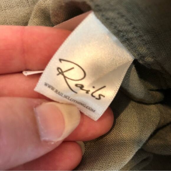 Rails army green gray camo linen blend button shirt dress size Small - Picture 11 of 16